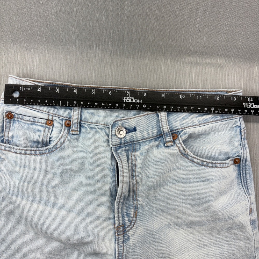 American Eagle Baggy Straight Jeans Light Wash Denim Size 2 Super High Rise - Picture 9 of 12
